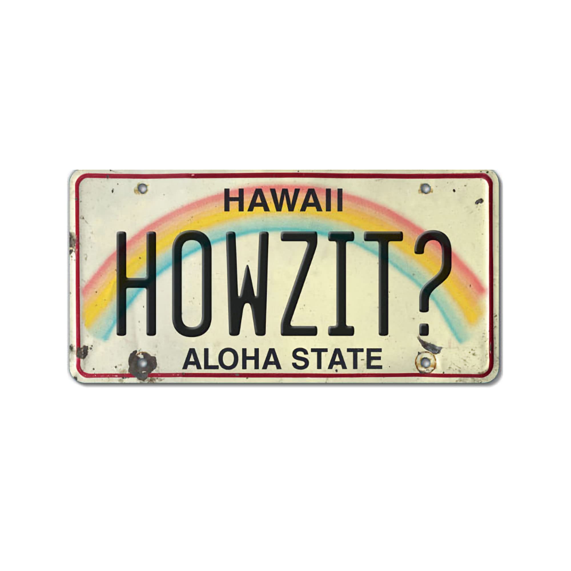 Vintage Hawaiian Embossed Aluminum Howzit? License Plate