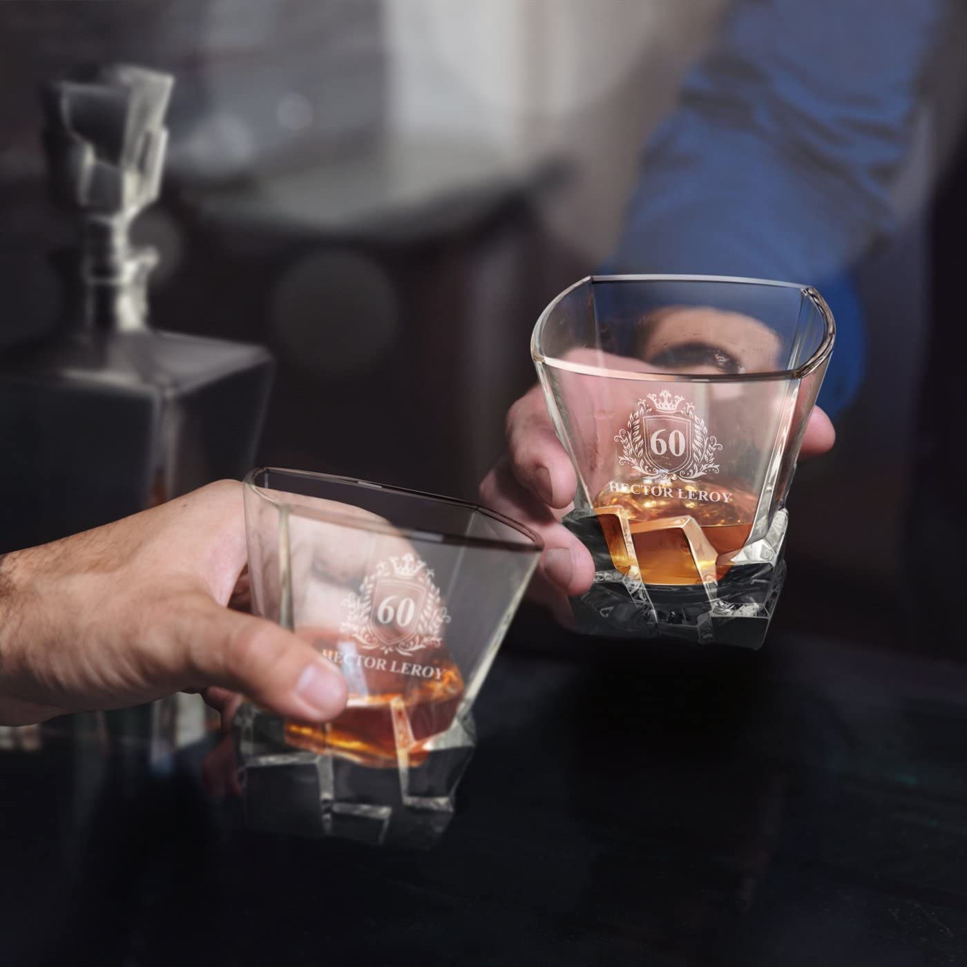 Maverton Ensemble de 6 Verres à whisky pour homme - Avec motif décoratif - Idee Cadeau Homme Anniversaire - Cadeau Personnalisé Homme - Verre a whisky au design unique avec personnalisation - Chiffre