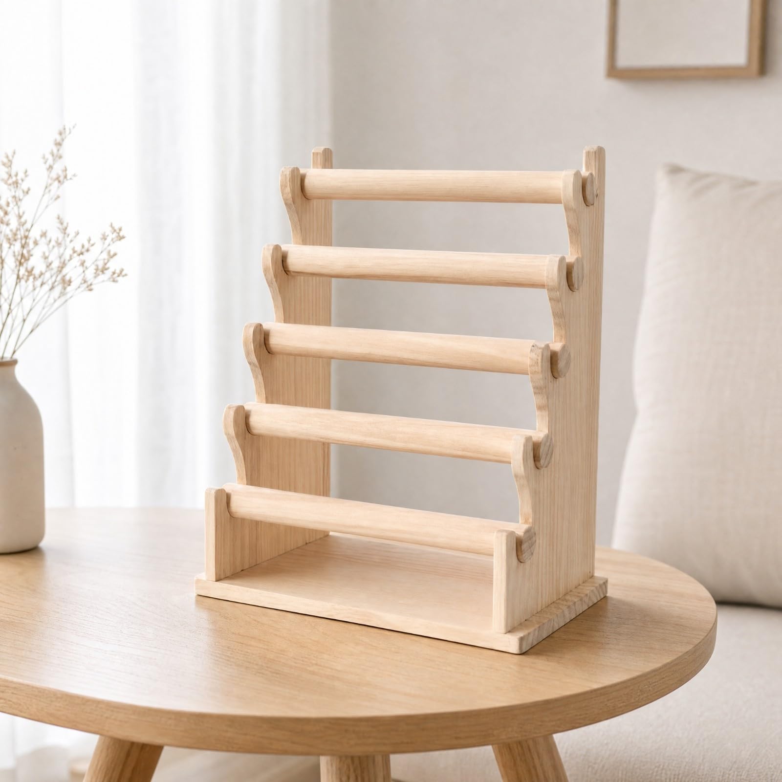 Préseoir à Bijx à Niveaux En Bois Massif Multicches Porte-s En Bois vert pr Coiffeuse, Marron