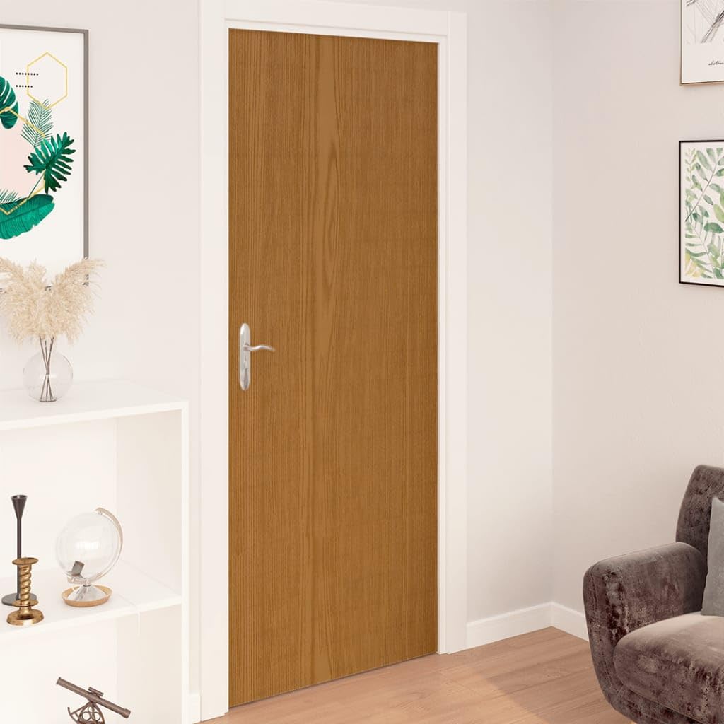 Solivagant Pellicole Autoadesive per Porte 2 pz Rovere Chiaro 210x90cm PVC,Marrone,0.96kg