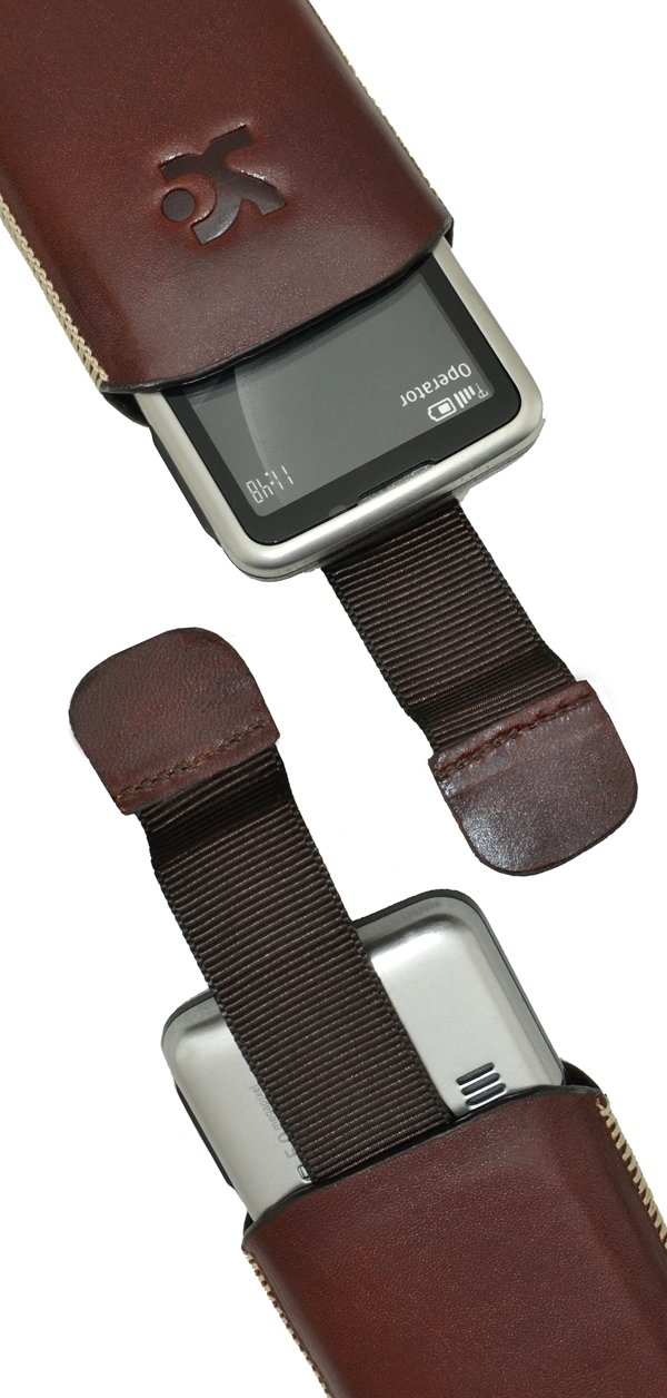 Suncase Custodia Originale In Pelle Marrone Per Nokia 2660 Flip - Fatta A Mano Con Passante