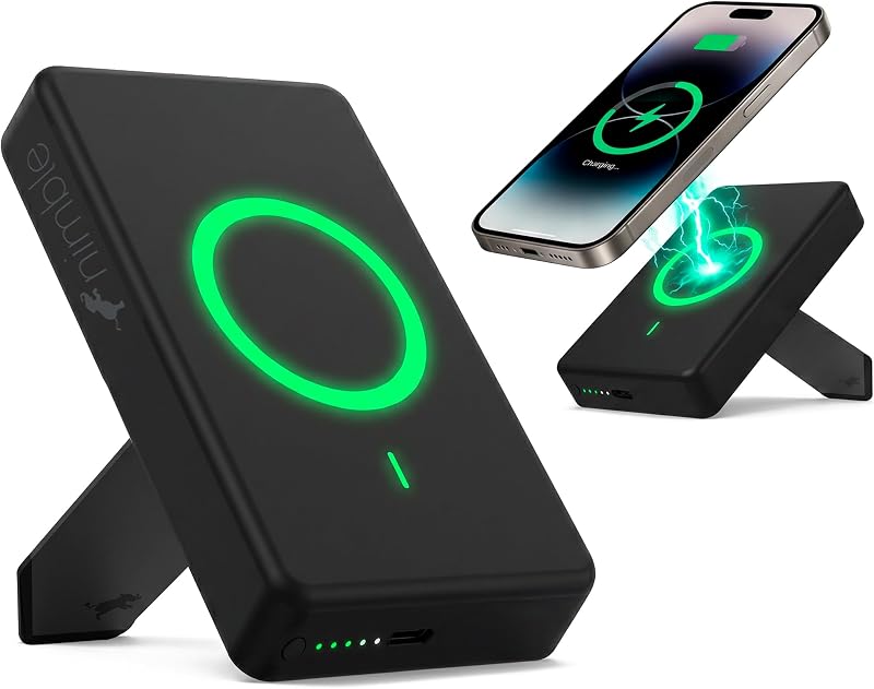 Champ Wireless Portable Charger for iPhone, 10,000mAh Power Bank | 15W Qi2 Certified Wireless Charging with 20W USB-C Charge, Slim MagSafe-Compatible Battery Pack for iPhone 17/16/15/14 Series