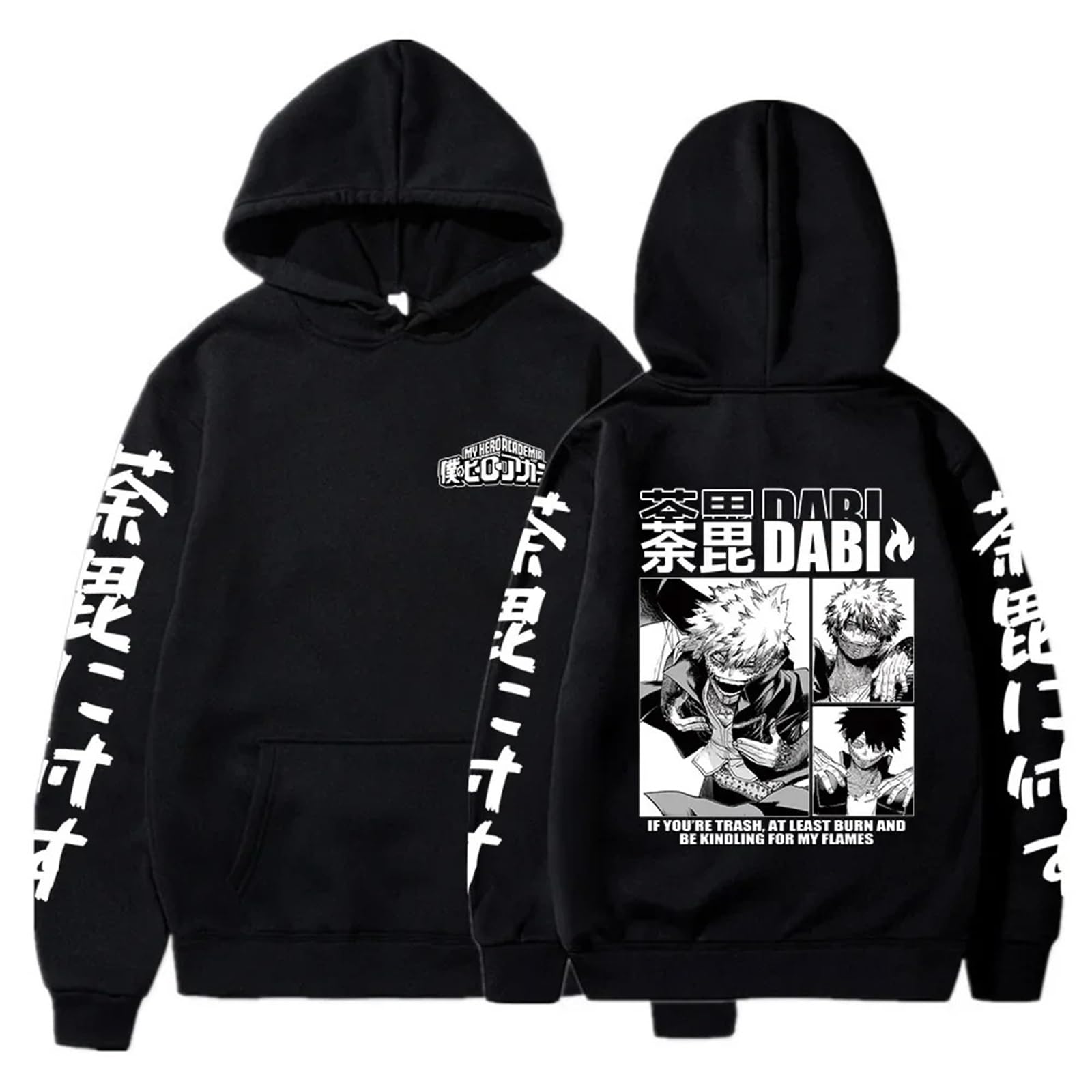 My Hero Academia Harajuku Felpa con Cappuccio Unisex Manga 2D Stampato Cosplay Manica Lunga Dabi Grafica Casual Oversize Hip Hop Y2k Pullover Anime Regali