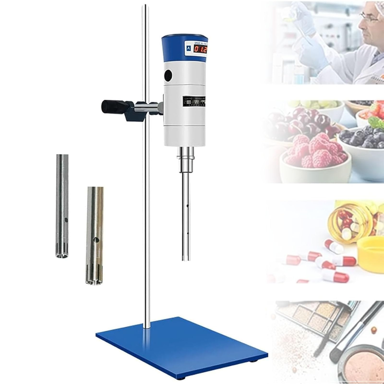 Ultraschall-Homogenisator, Hochgeschwindigkeits-Dispergier-Homogenisator mit 2 Arbeitsköpfen, Geschwindigkeit einstellbar 30-11000 U/min, für effiziente Flüssigkeitsemulgierung, Verarbeitungskapazität