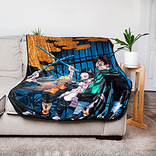 Surreal Entertainment CFBF-DS-PSTR Demon Slayer Oversized Plush Throw Blanket | Cozy Sherpa Cover For Sofa, Bed thumb #2
