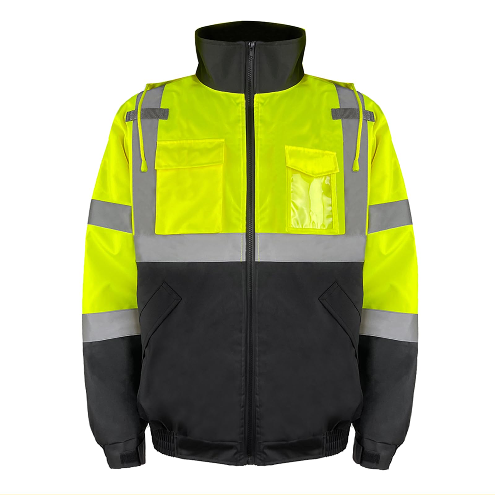 HYCOPROT Chaqueta de Seguridad para Hombre Chaqueta Bomber Reflectantes de Alta Visibilidad Cremallera Impermeables con Bolsillos Chaquetas de Trabajo Invierno para Climas Fríos Normas EN ISO 20471