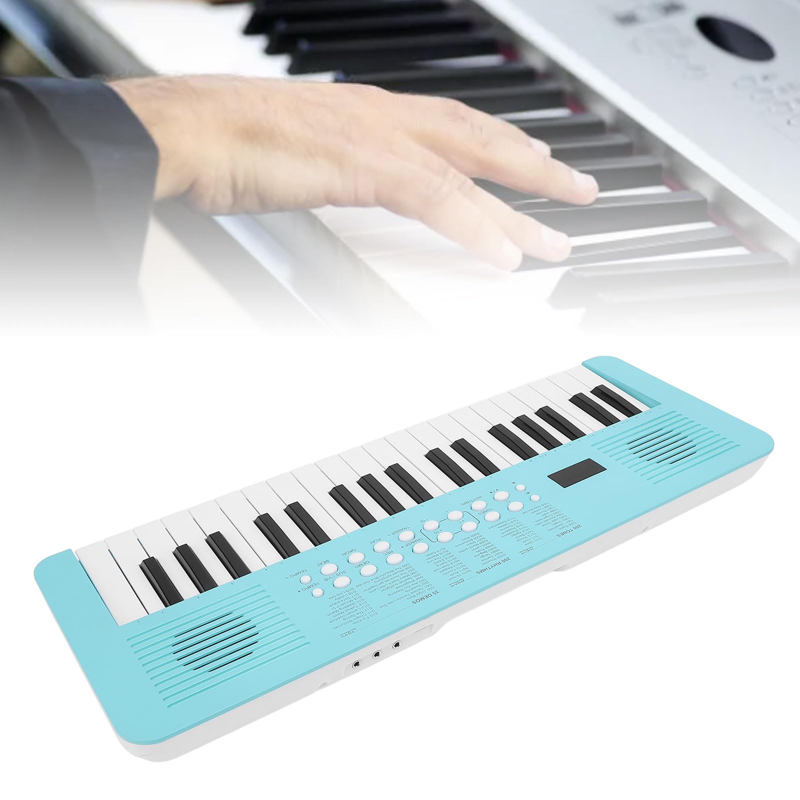 Tastiera Elettronica a 37 Tasti 200 Toni Ritmi 35 Demo Strumento a Tastiera per Pianoforte Digitale Multifunzionale con Microfono per Principianti e Musicisti Esperti (BLUE)