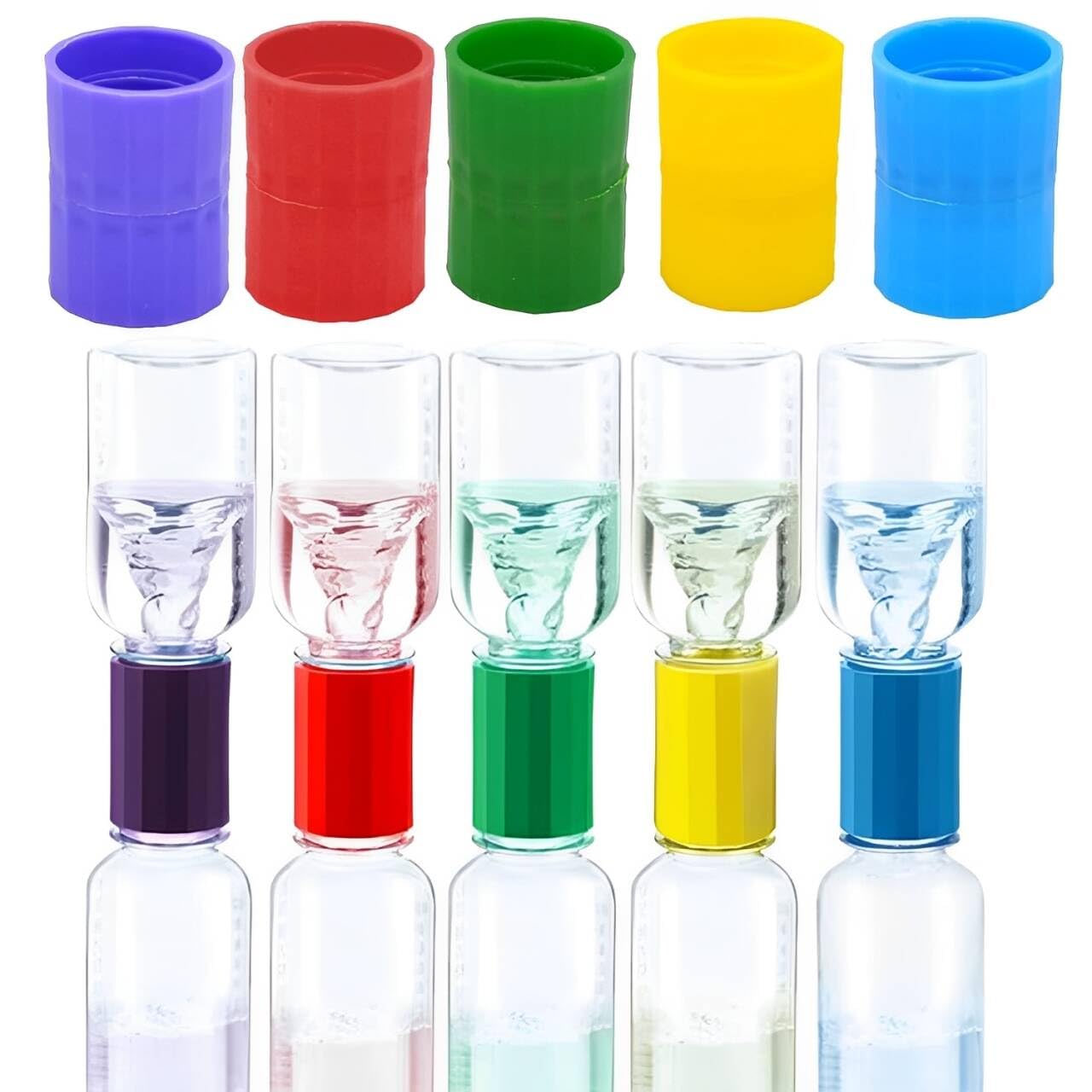 5pcs Experiment Tool Bottle Connector, Tornado Tube Bottle Connector vortex bottle connector Cyclone Tube for Scientific Experiment and Test Bottle Tube Connector, Random colour