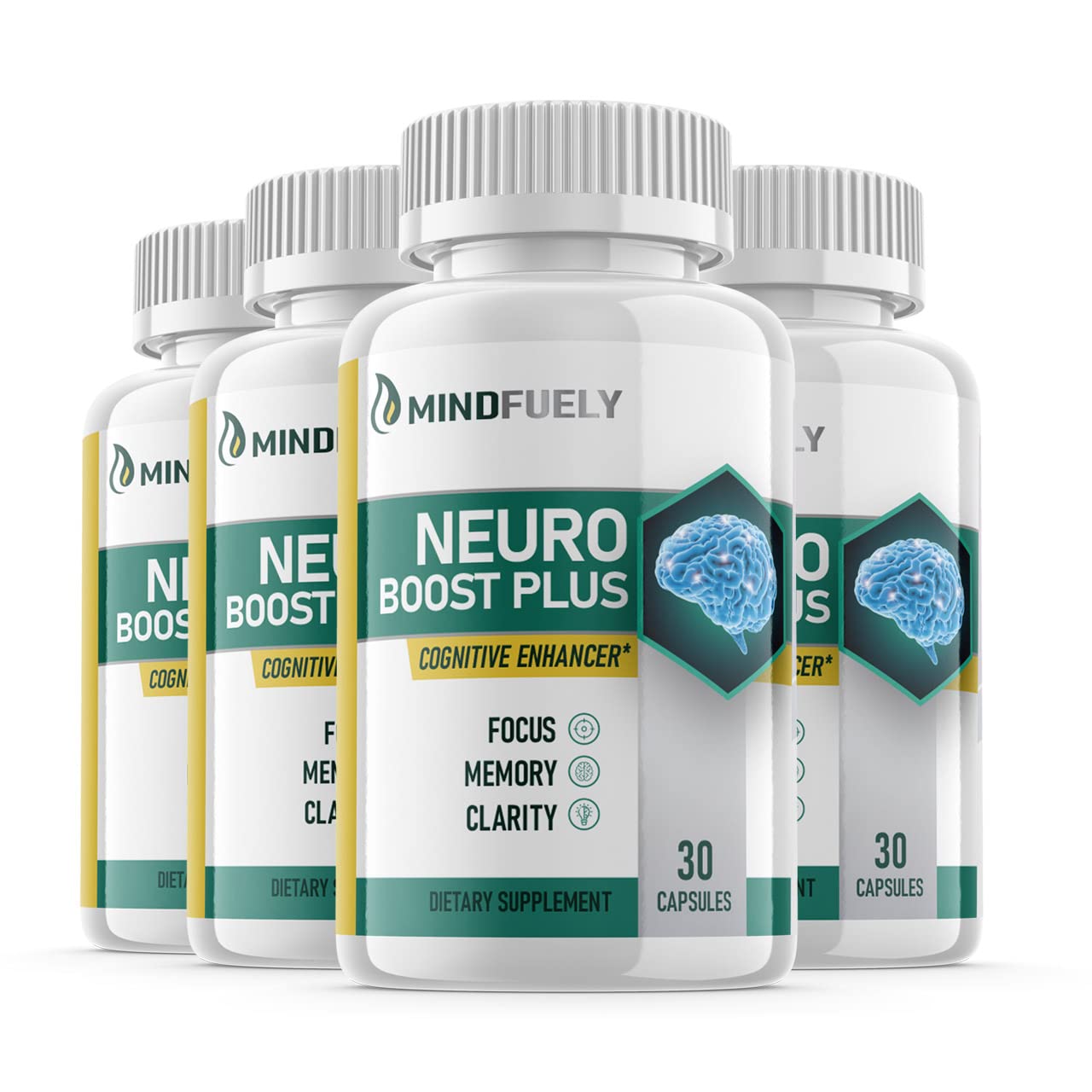 Mindfuely Neuro Boost Plus (4 Pack), Cognitive Enhancer, Memory, Focus, Clarity, Authorized Brand Dietary Supplement