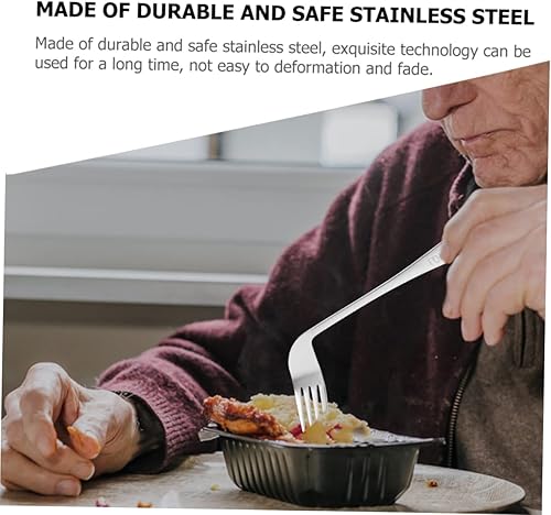 Miniatura 7 de Juego de 2 utensilios adaptativos para zurdos y diestros, cuchara desplazada, tenedor, utensilios de alimentación para asistencia de utensilios de