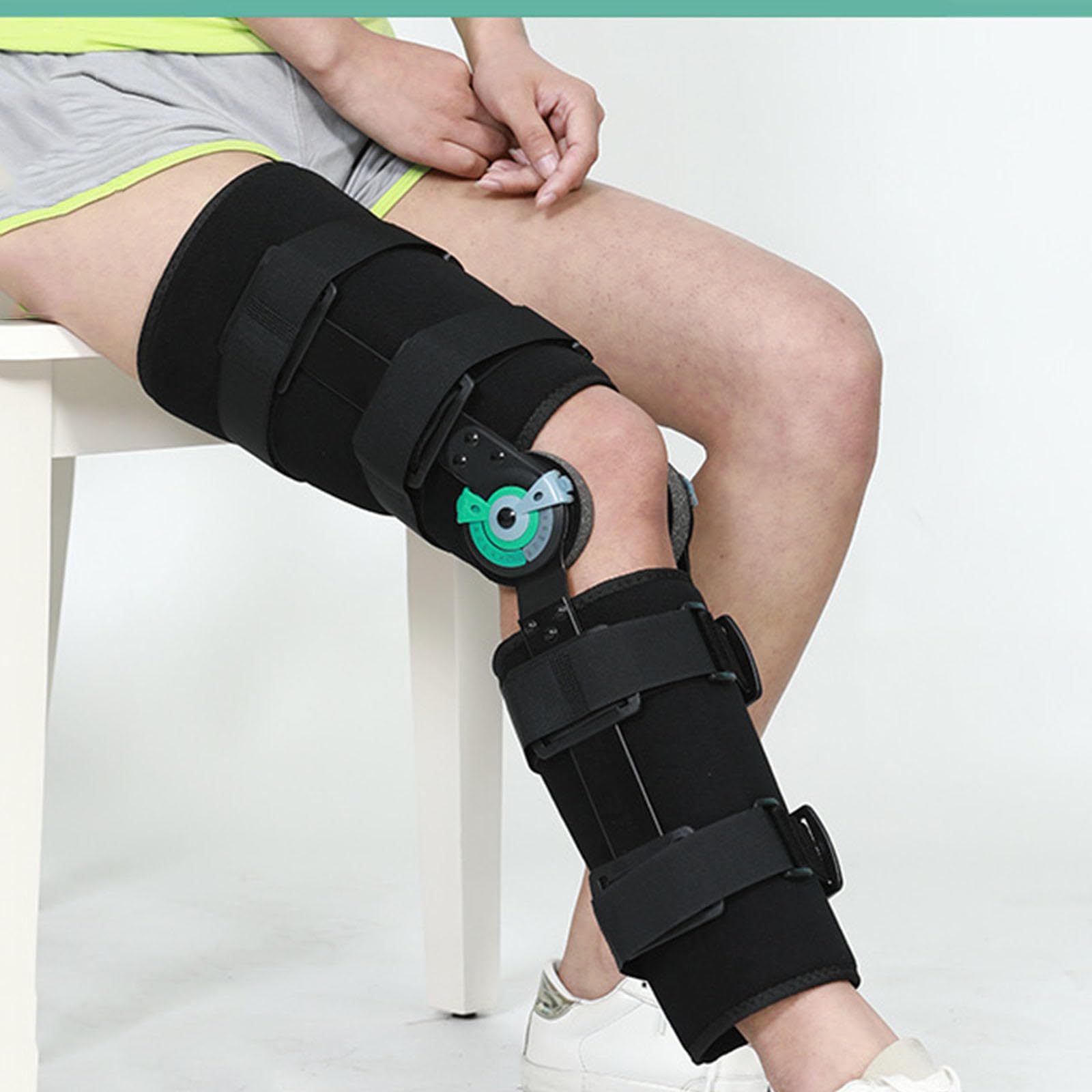 Rom Kniestütze mit Scharnieren Mit Seitlichen Stabilisatoren, Verstellbare Kniebandage Für Männer Und Frauen, Orthopädische Unterstützung Stabilisator Aluminiumlegierung Links/Rechts Bein,Right-L