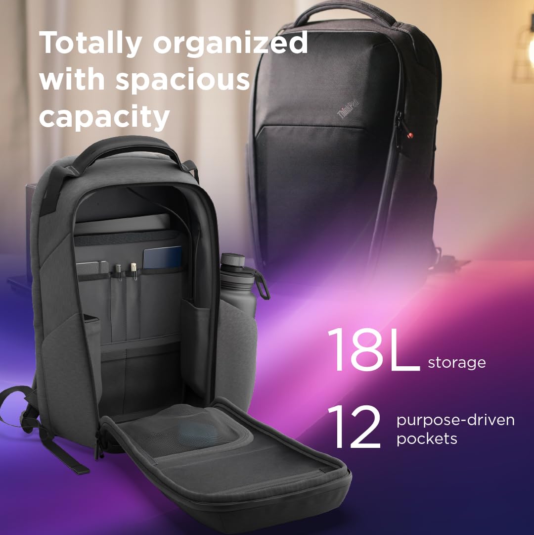 Lenovo ThinkPad 16" Click-Go Backpack Aura Edition, zaino per notebook fino a 16" con chiusura magnetica Fidlock, 18L, vano tablet e 12 tasche