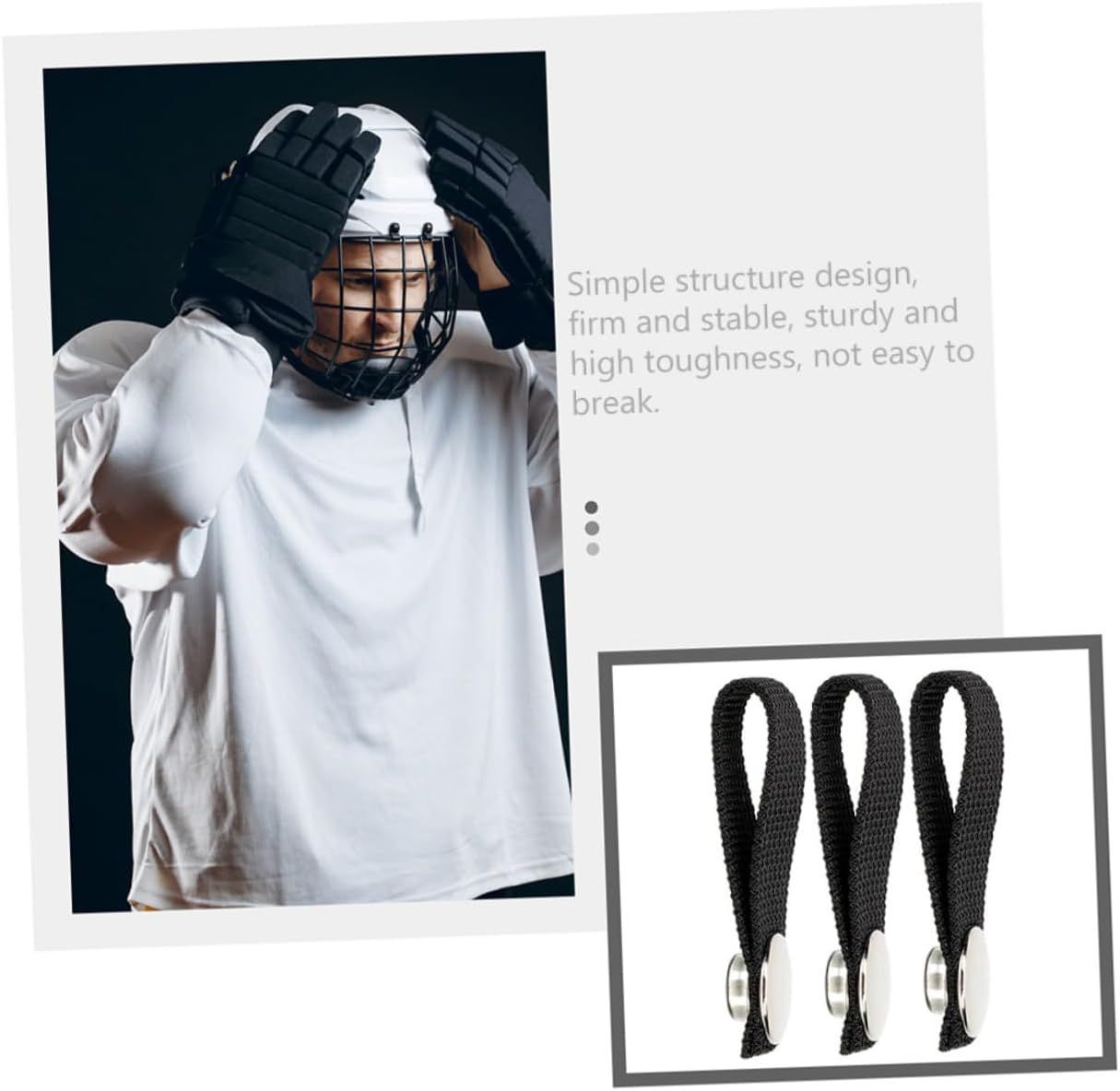 3pcs Polyester Material Hockey Helmet Chin Straps Detachable Loop Chin Strap Replacement for Hockey Sports