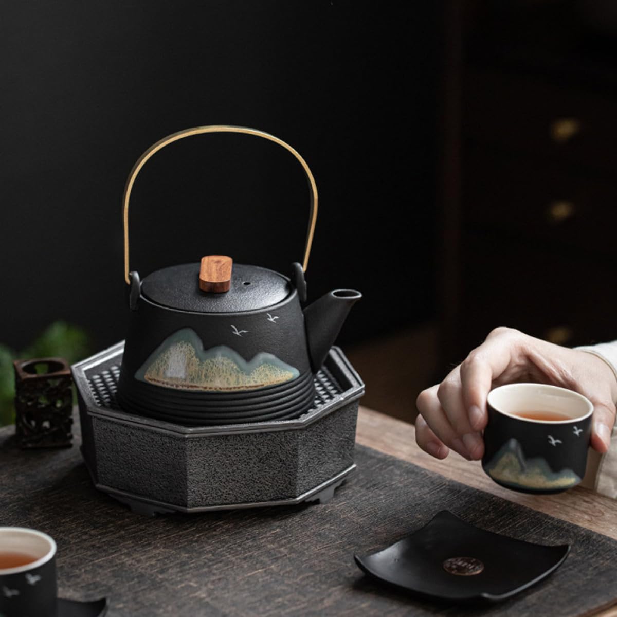 Mipcase Keramik Teekanne mit Filter für Zuhause Kreativer Teekessel aus Hochwertiger Keramik Teeservice-zubehör für Tee und Kaffee