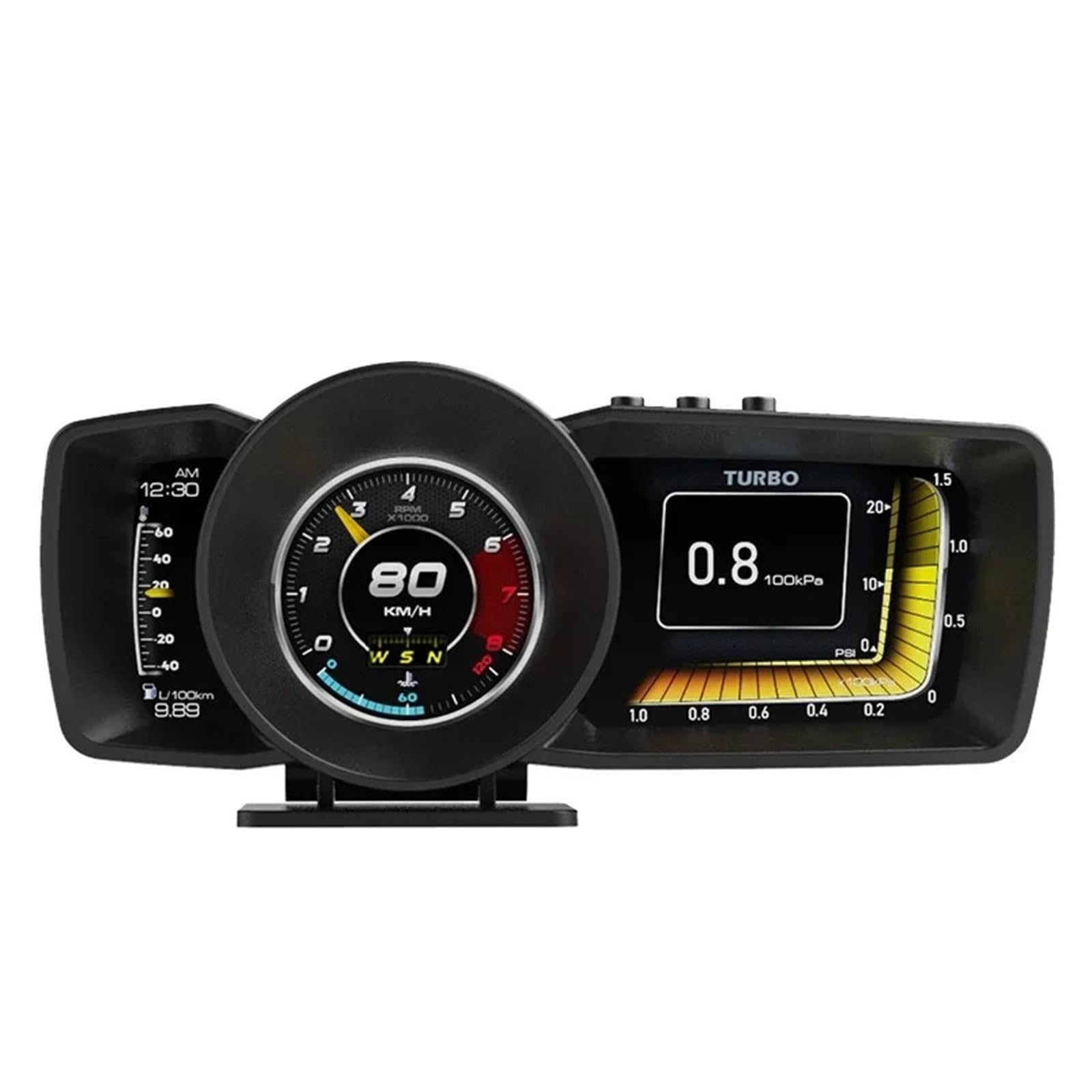 Car HUD Multi-Function Dashboard Head Up Display OBD2+GPS Smart Speedometer Auto Gauge Alarm System Turbo Boost