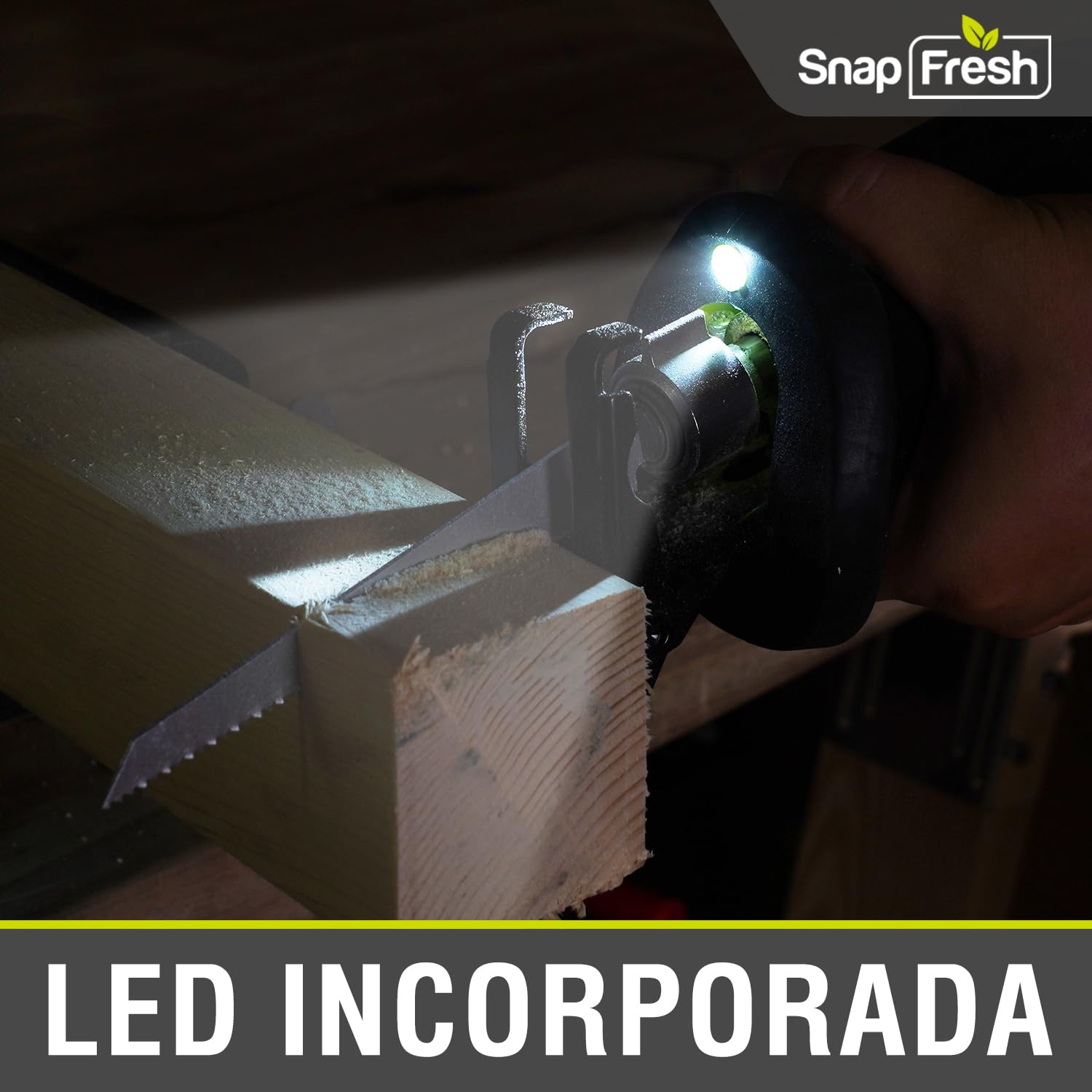 SnapFresh Sierra de Sable Inalámbrica de 20V – Herramienta Oscilante con Carrera de 25 mm y 3000 SPM para Corte de Madera, Metal y Plástico – Incluye Batería y Cargador Rápido