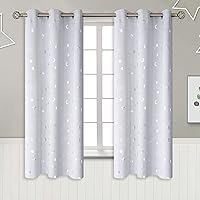 Vista 12 de BGment - Cortinas opacas para dormitorio infantil, con ojales, con aislamiento térmico, estampado de estrellas plateadas, para oscurecer