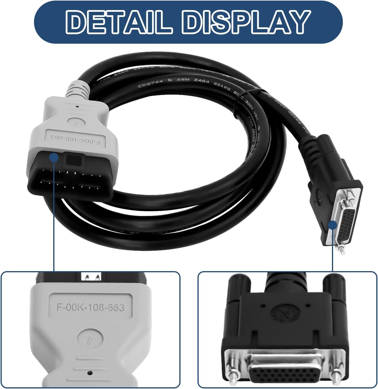OBDii Diagnostic Tool OBD2 Diagnostic Tool F-00K-108-663 for Mdi2 Multiple Diagnostic Cable,Replace F-00K-108-663 EL-52100-1 1699200142 Cable for MDI II EL-52100 for GM Diagnotic Scanner-16 Pin