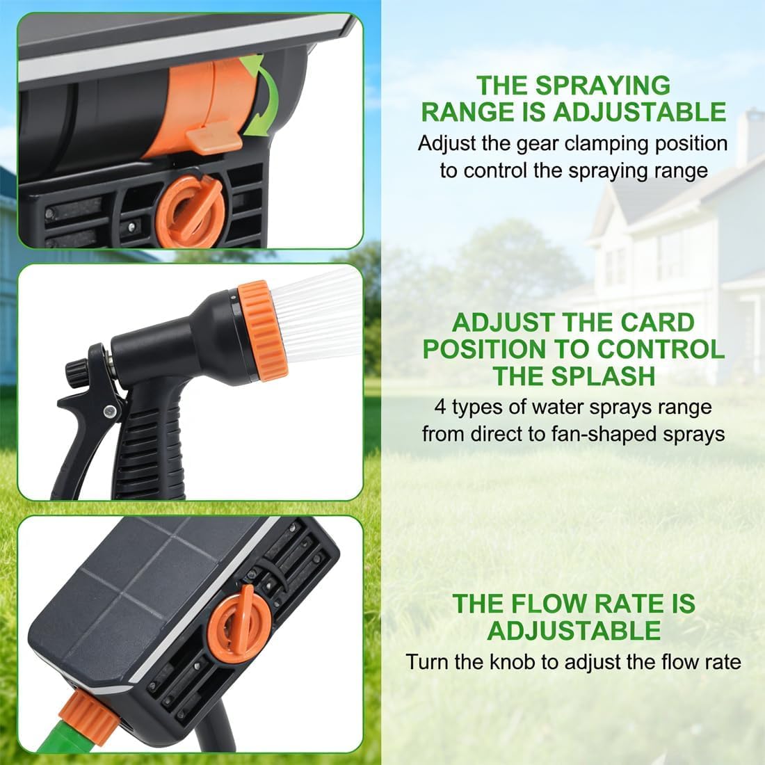 Arroseur oscillant à 16 buses avec minuterie d'arrosage double zone, arroseurs d'eau réglables pour pelouse, cour, jardin, système d'irrigation automatique robuste (vert)