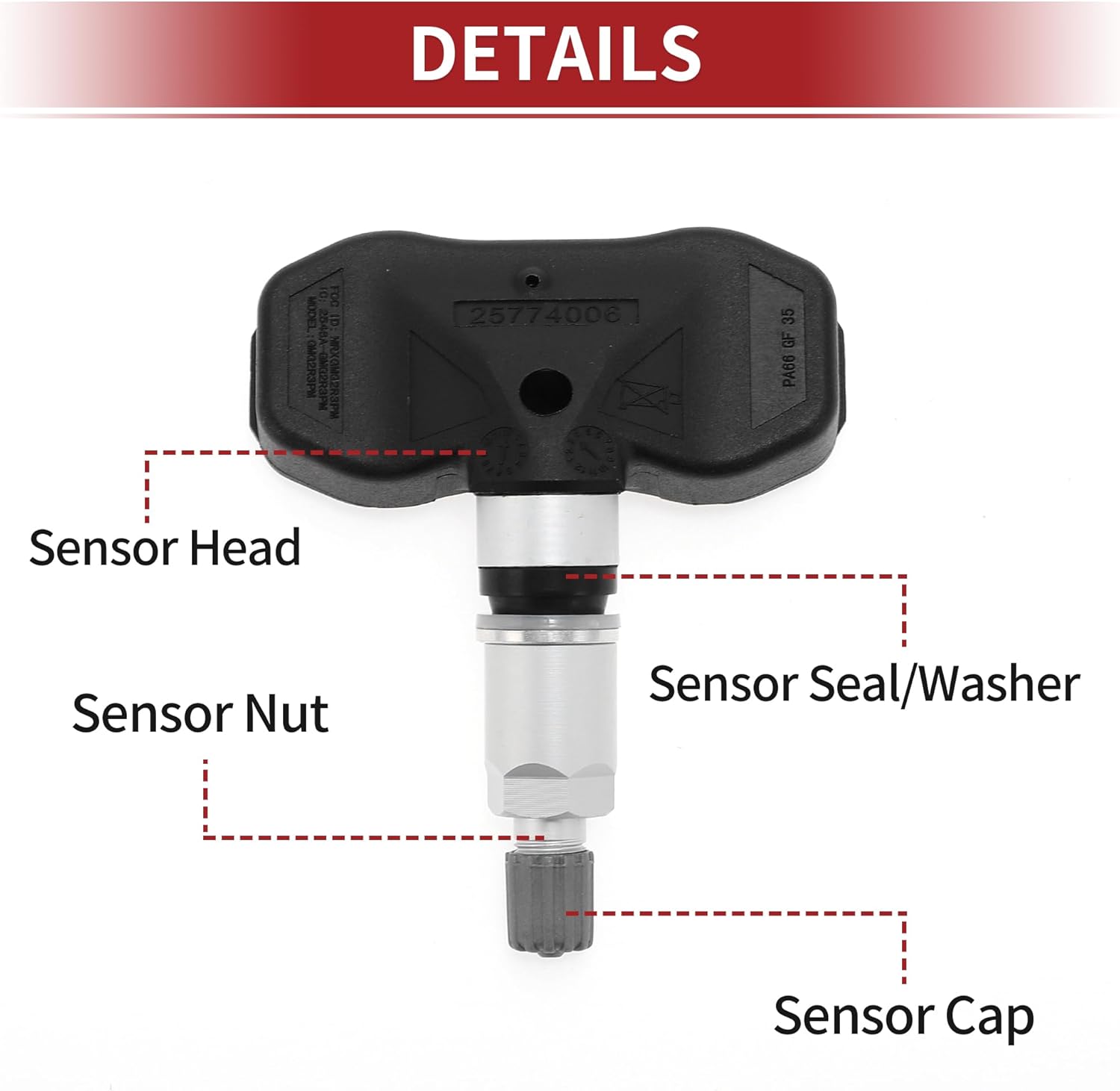 ACROPIX 4Pcs 315MHz Tire Pressure Sensor Tire Pressure Monitoring Sensor for Buick Lucerne 2007-2011 No.25774006