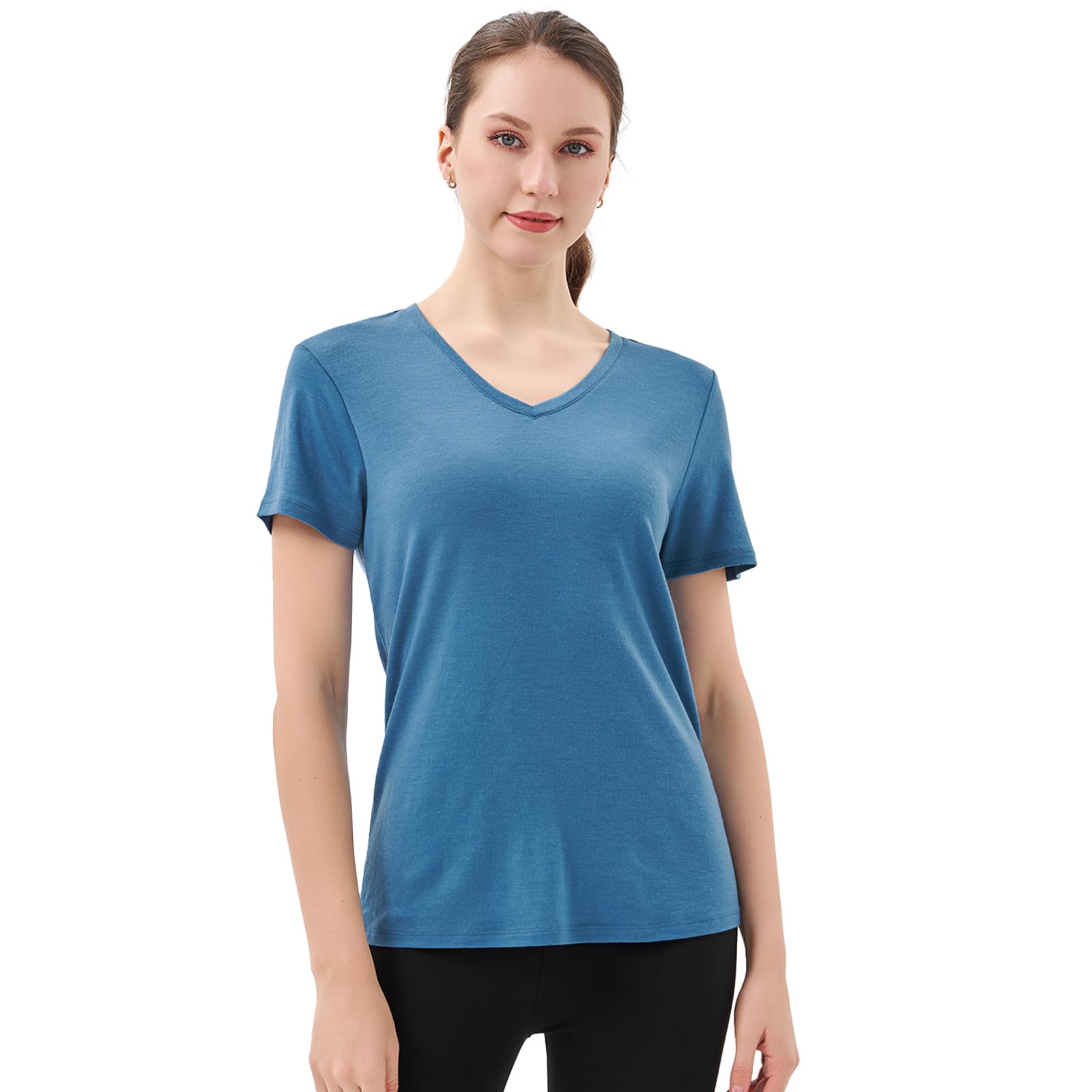 Merino Protect 100% Merino Wool V Neck T-Shirt for Women