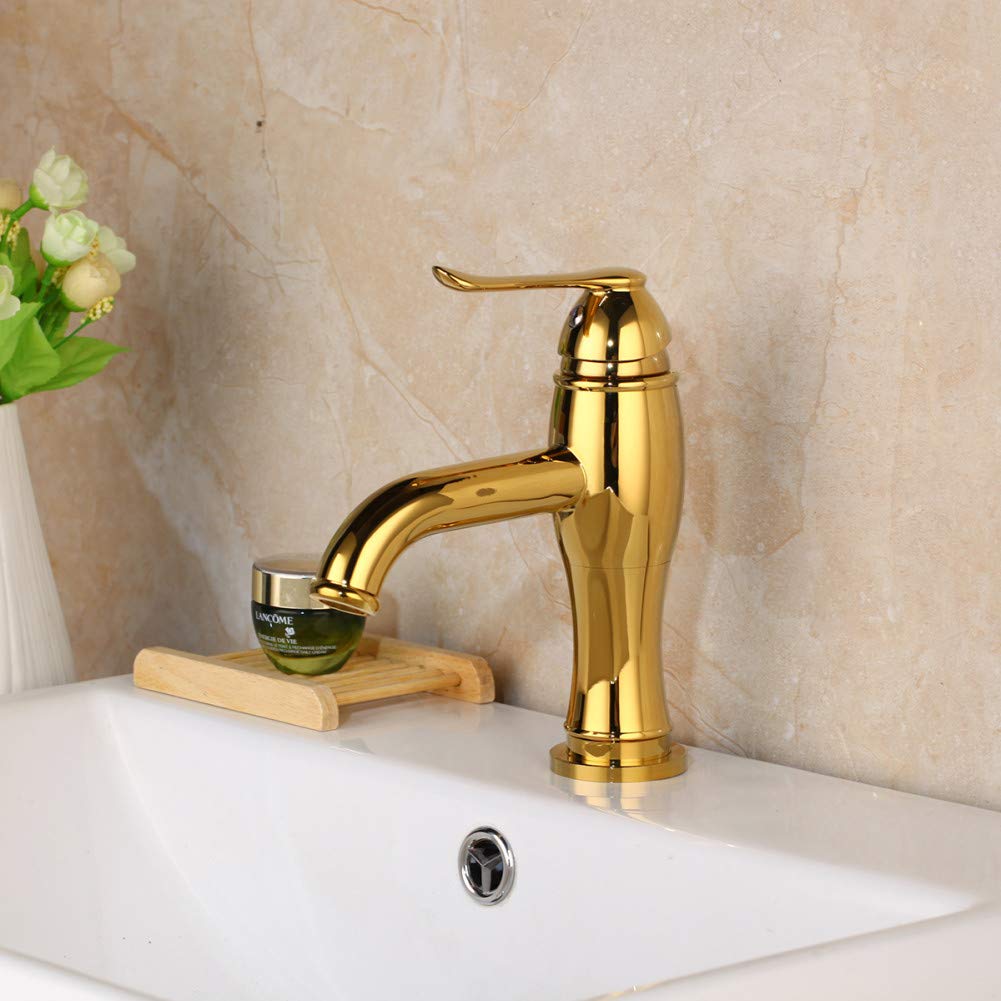 Torneiras para banheiro Melupa de latón con acabado de oro brillante para lavabo monomando