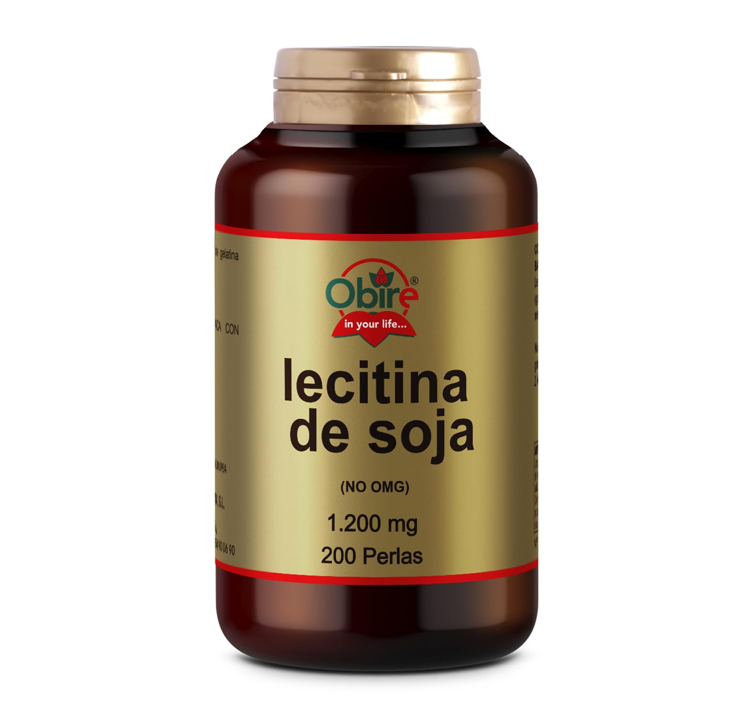 Obire | Lécithine de soja 1200mg | 200 perles | Source naturelle de phospholipides | Soin hépatique et métabolique