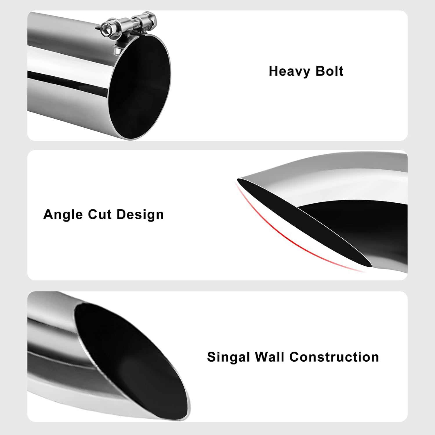 MuHize 3.5" Inlet Exhaust Tip, 3.5" Outlet 12" Overall Length Exhaust Elbow,Stainless Steel Polished, High Performance Automotive Replacement Exhaust Pipes for Pickup Truck, Car, Truck