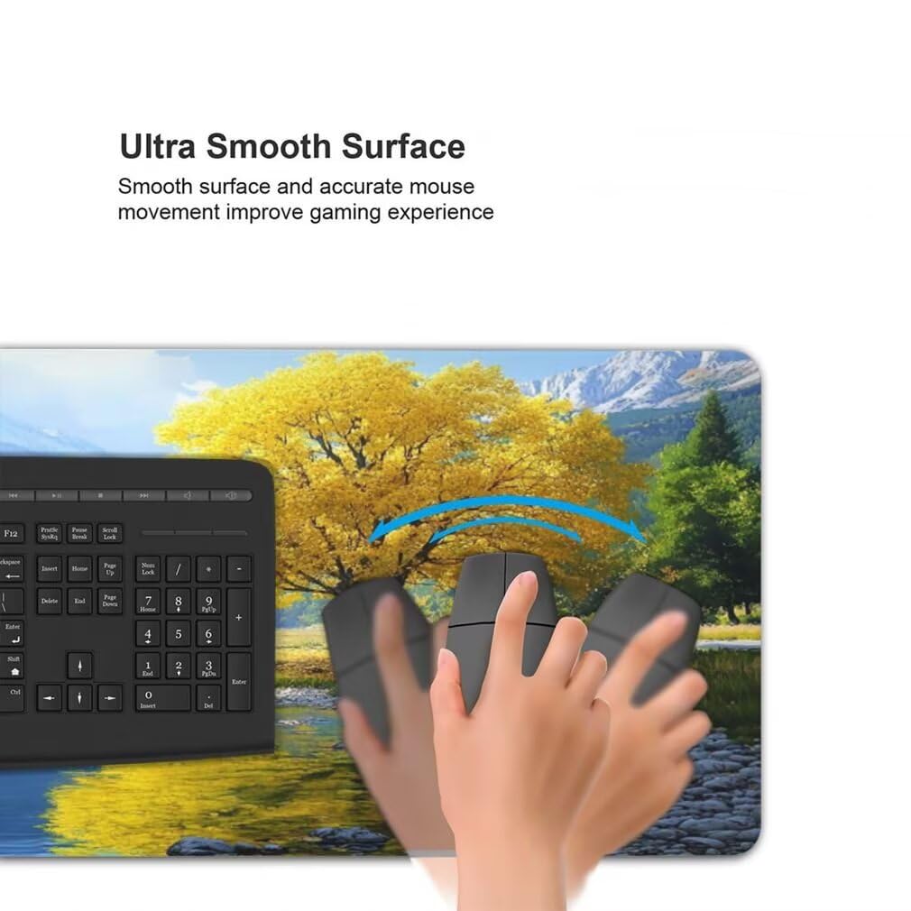 Alfombrilla Raton XXL 1000 x 500 x 3 mm, Mouse Pad Grande Gaming, Alfombrilla de Raton Árbol Dorado Mousepad Lavable Desk Mat para Juegos Y Oficina, Impermeable y Antideslizante (Paisaje) -MP1561