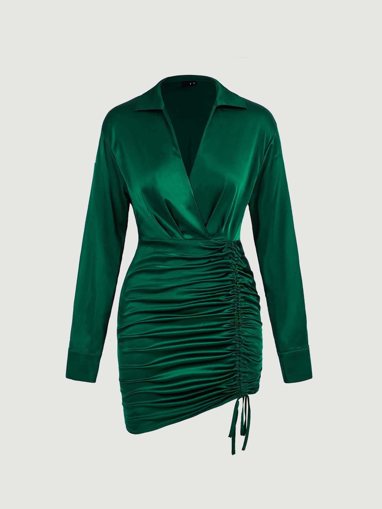 Amazon.com: Women's Dresses Drawstring Ruched Surplice Neck Dress Dress for  Women (Color : Dark Green, Size : Medium) : Clothing, Shoes & Jewelry