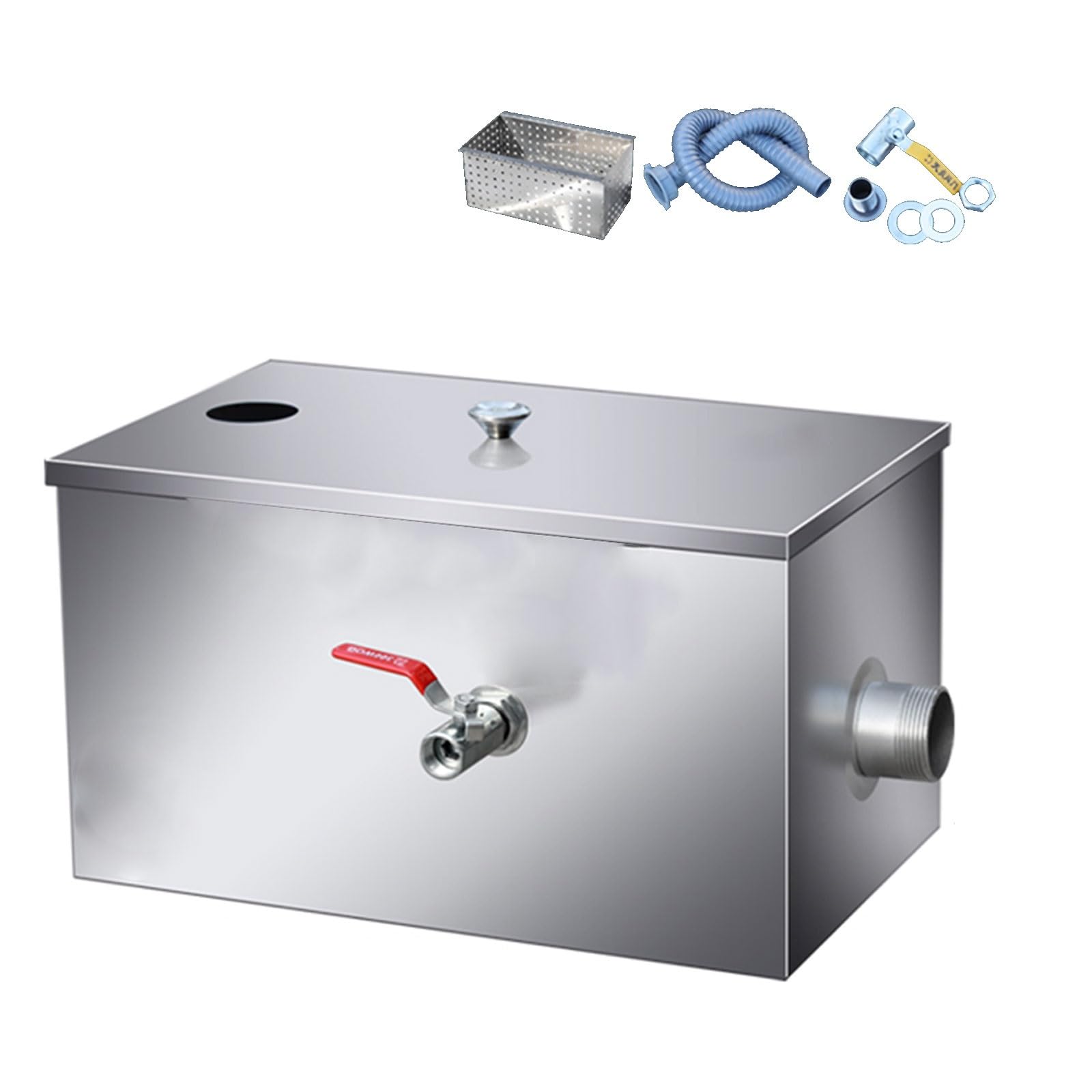 Interceptor de Acero Inoxidable Comercial Filtro Trampa de Grasa, Separador de Grasas Bajo Fregadero, Cafetería, Doméstica, Lavavajillas (Size : 30 * 20 * 20cm/12 * 8 * 8in)