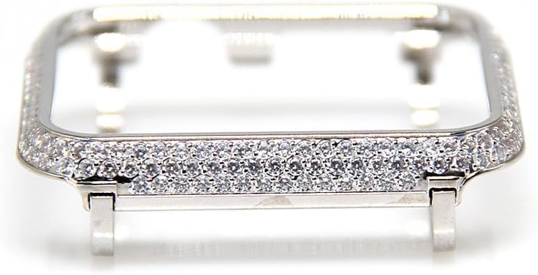 Callancity Metal Crystal Rhinestone Diamond Jewelry Bling Bezel case Cover Bumper 18K Platinum Plating case Compatible with Apple Watch 38mm Series 1