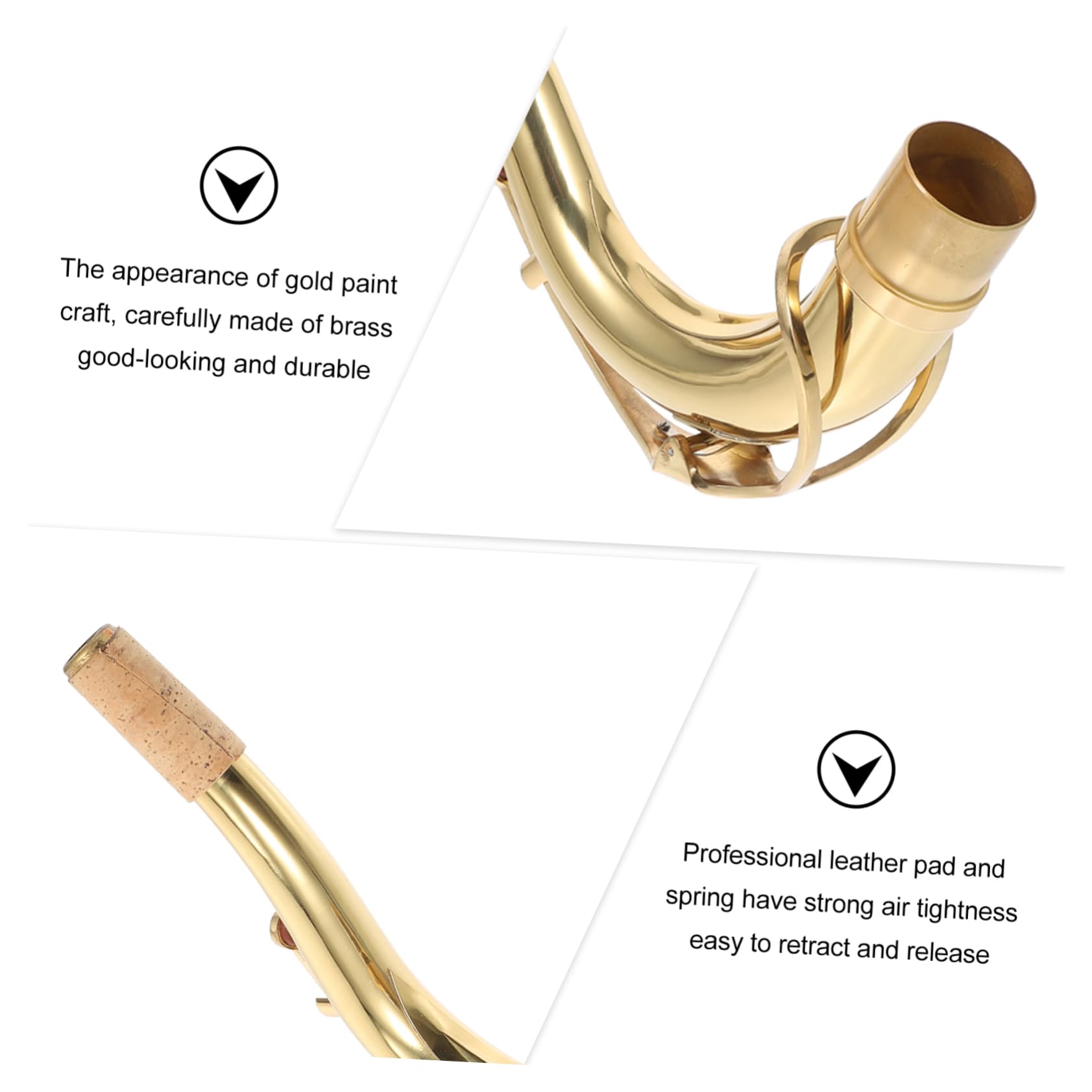 Yardwe Collo Curvo per Sassofono in Ottone Oro, Accessorio Pratico e Facile da Regolare per Sassofono Contralto, per Musicisti Professionisti e Amatori