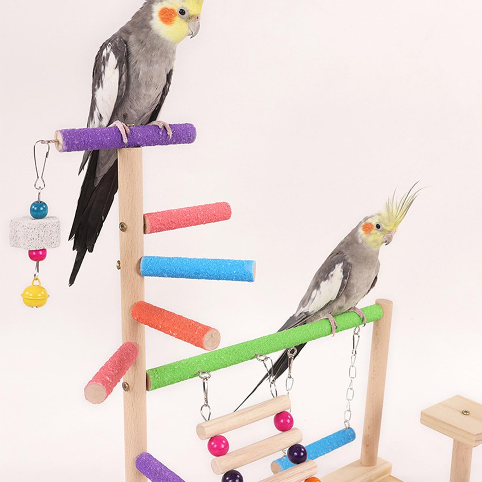 F Fityle Puesto de Juegos para Loros, Parque Infantil para pájaros, Percha de Madera, Gimnasio, Parque Infantil, Soporte de Percha de Madera para cacatúas,