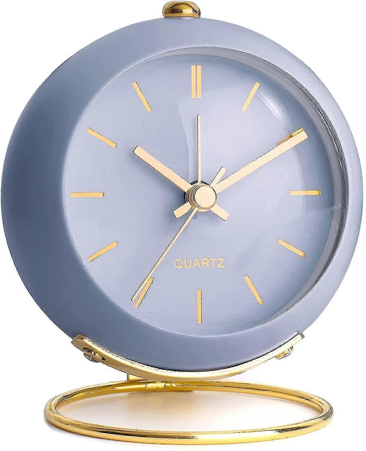 JOYHAPPST Battery Operated Desk Alarm Clocks With Light,retro Silent No Ticking Analog Small Clock,loud Vintage Table Alarm Clocks For Bedside/bedroom (blue)