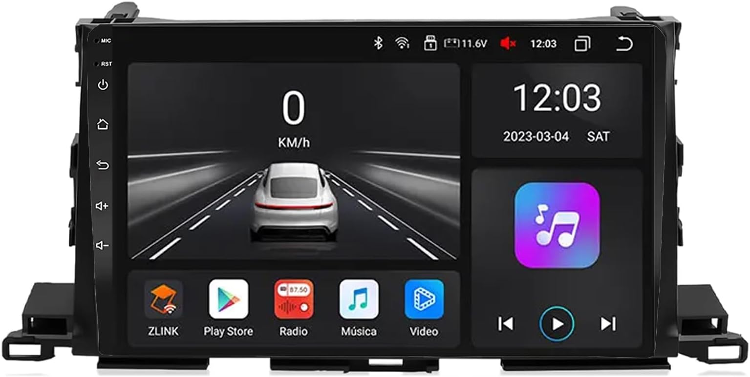 10 inch Car Stereo Android 15 Radio Touch Screen Car Radio for Toyota Highlander 2014-2019 with SWC/BT/FM Radio Camera Wireless Double Din Car Stereo Wifi RDS USB EQ 32(D2 8+256G)