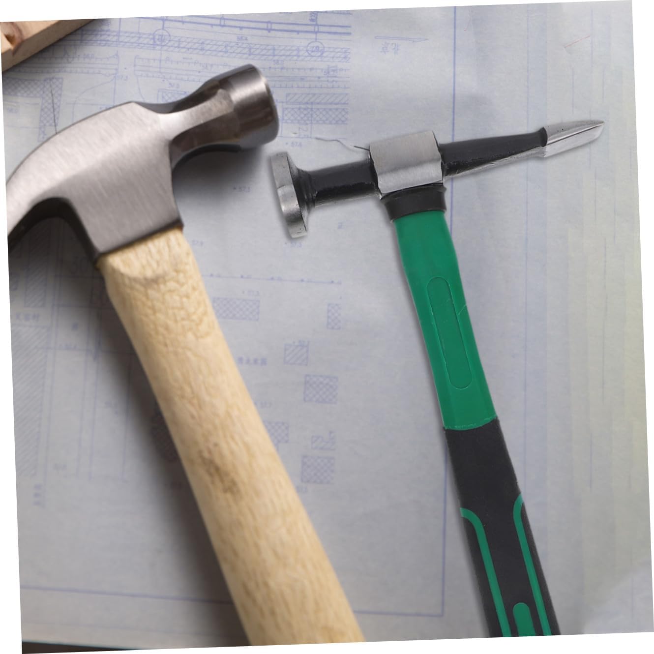 Auto Body Repair Hammer Small Metal Working Tool with Plastic Handle and Flat Head for Car Emergency and Dent Removal