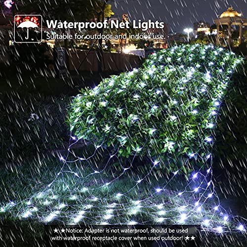 11.5ft x 5ft Christmas Net Lights Outdoor, 360 LED Net Lights with 8 Modes, Connectable, Timer, Waterproof Low Voltage Bush Mesh Fairy String Light for Yard Bush Christmas Indoor Decorations (White) by Jnaurb - Image 3