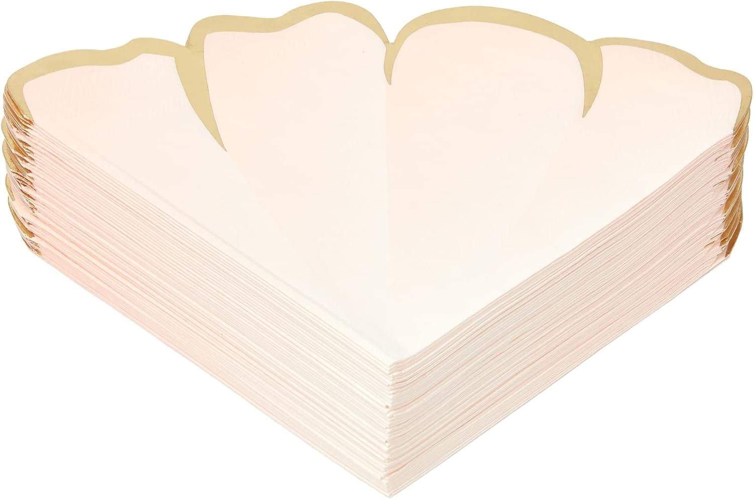 50 Pack Flower Petal Floral Paper Napkins for Birthday Party, Wedding, Bridal Shower, Pink and Gold (6.25 x 6 In)