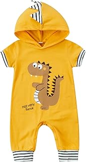 GNMKILUS Baby,Clothing,Baby Boys 0-24m,Bodysuits & One-Pieces,Rompers Infant Baby Boy Cute Romper Hoodie Short Sleeve Jumpsuit Shorts Dinosaur One Piece Outfit Newborn Boy Summer Clothes