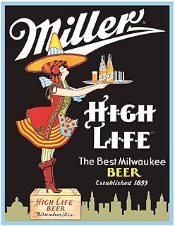 Desperate Enterprises Miller High Life Server Tin Sign - Nostalgic Vintage Metal Wall Décor - Made in USA