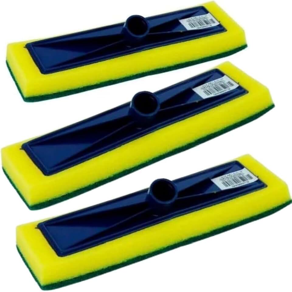 Rodo Abrasivo Refil com Esponja, 26 cm, para Limpeza de Pisos, Azulejos e Piscinas, Esfregão, Resistente, 3 Unidades