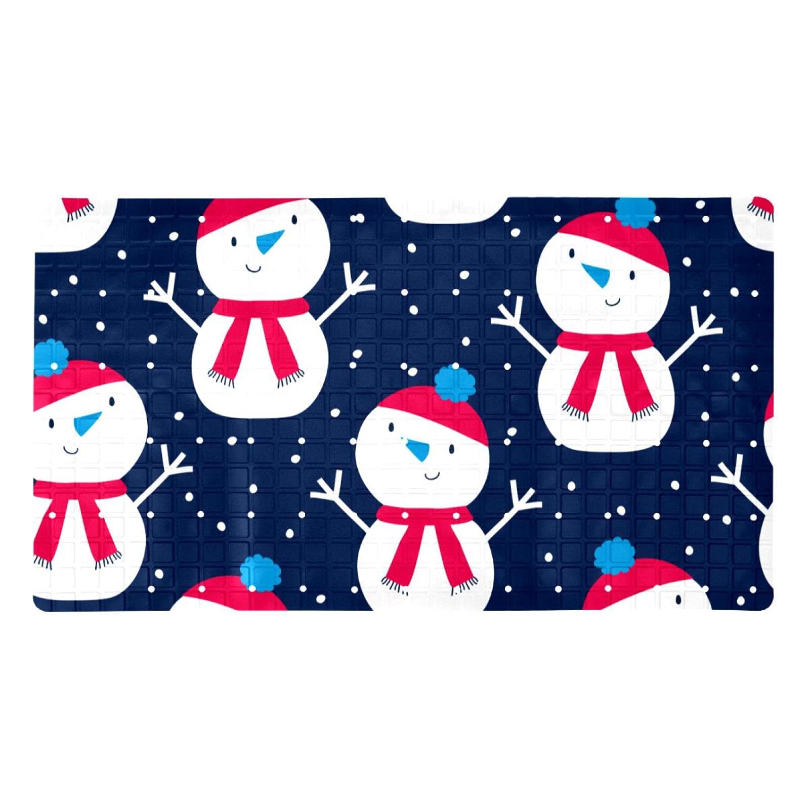 Tapis de baignoire antidérapant à ventouses avec motif bonhomme de neige pour enfant