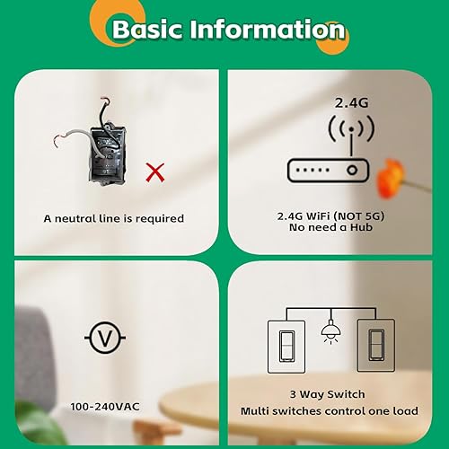 Miniatura 2 de Martin Jerry - Interruptor inteligente de 3 vías  Aplicación Smart Life, WiFi de 2.4G, sin hub, 1 maestro y 1 kit de interruptor de luz inteligente