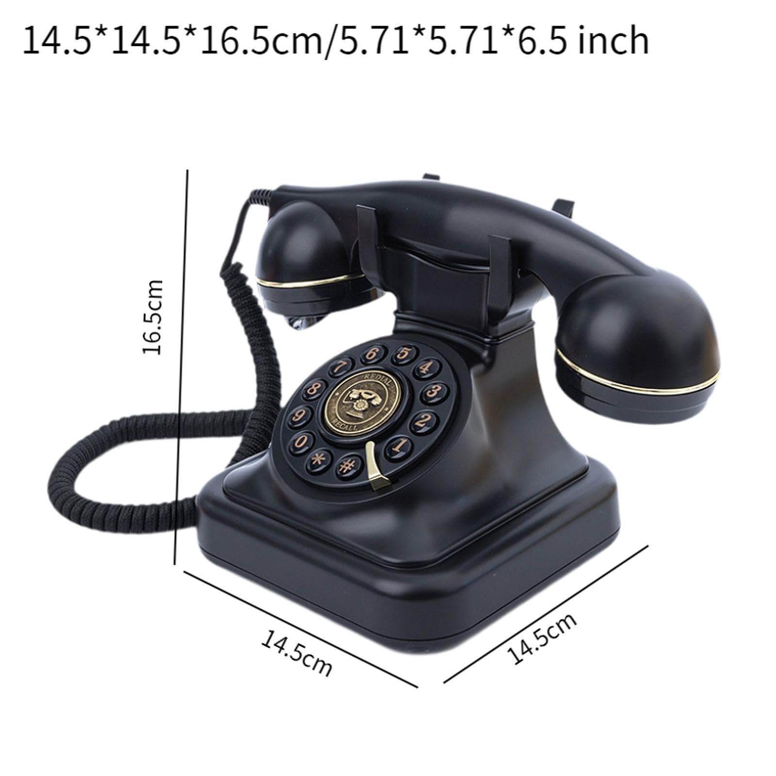 Telefono con Audiolibro per Ospiti, Design retrò, Dispositivo di Registrazione Messaggi, Telefono Fisso Decorativo con Funzione di Registrazione E, Nero