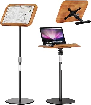 Adjustable Floor Book Stand with Wood Panel for Hands Free Reading