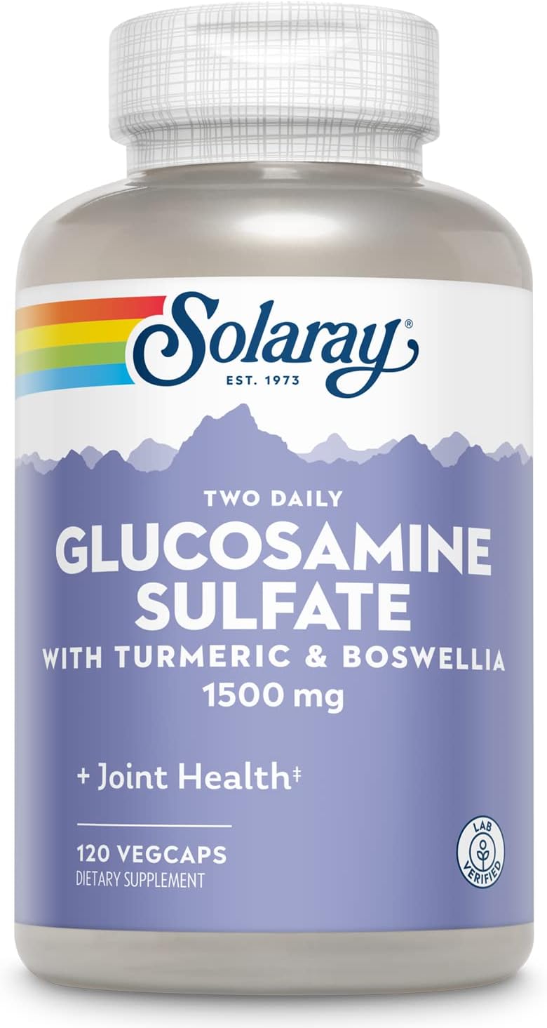 Glucosamine Sulfate 1500mg, Healthy Joint Support Supplement, Powerful Connective Tissue and Joint Health Formula with Turmeric & Boswellia, 60-Day Money Back Guarantee, 60 Serv, 120 VegCaps