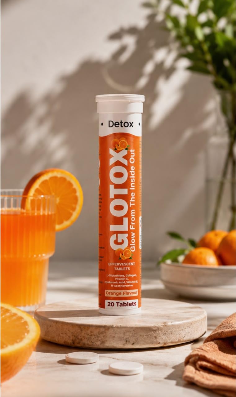 GLOTOX L Glutathione 500 mg Effervescent Tablets | Collagen 500 mg | Vitamin C | Hyaluronic Acid | Vitamin E | NAC | Orange Flavour | Dietary Supplement | 20 Tablets Each Pack of 2 — Amazon image 7