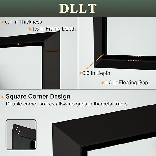 Miniatura 7 de DLLT - Espejo de baño negro de 36 x 24 pulgadas para pared, espejos de pared con marco de aleación de aluminio, espejo rectangular biselado para