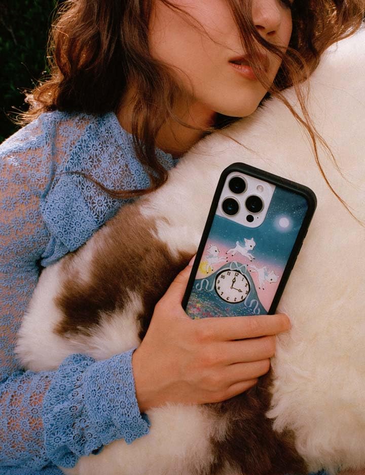 Image of Wildflower Cases - Compatible with iPhone 16 Pro Max | Protective Black Bumper, 6.5ft Drop Test Certified, Women Owned Small Business | Floral Clock Ribbon Aesthetic Trendy Cute | Collab - Laufey
